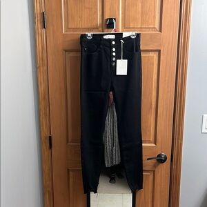 Black Button-Fly Skinny Jeans